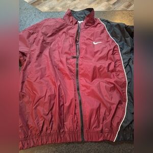 Nike Men's Burgundy and Black Windbreaker Jacket